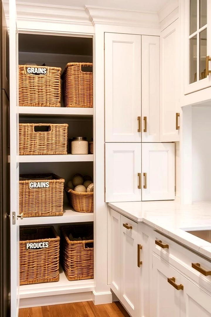 Custom Basket Storage - 21 Larder Cupboard and Pantry Ideas for Your Kitchen