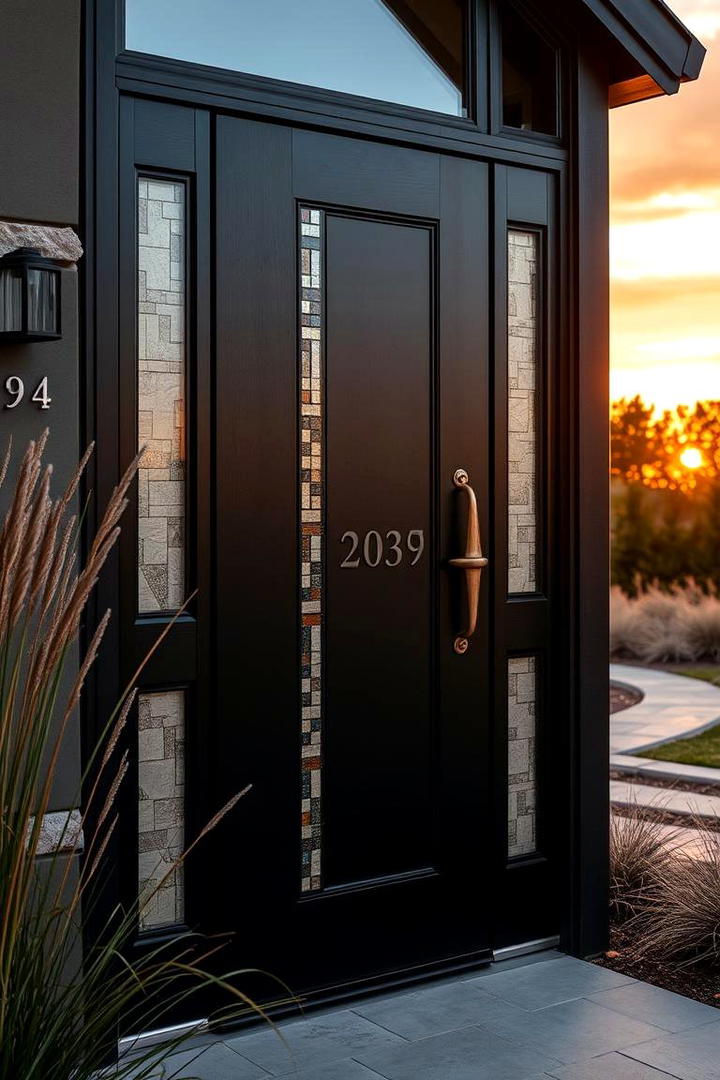 Custom Black Door with Unique Personal Touch - 21 Black Front Door Ideas