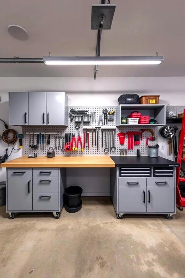 Custom Built Workbench with Integrated Storage - 30 Garage Workbench Ideas