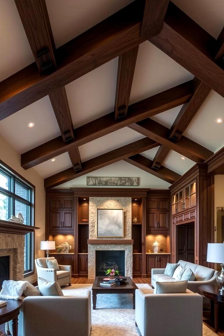 Custom Crafted Beams - 30 Exposed Beam Living Room Ideas