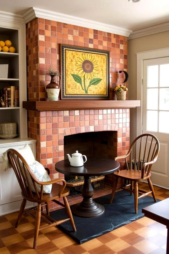 Custom Mosaic Surround - 30 Farmhouse Fireplace Ideas