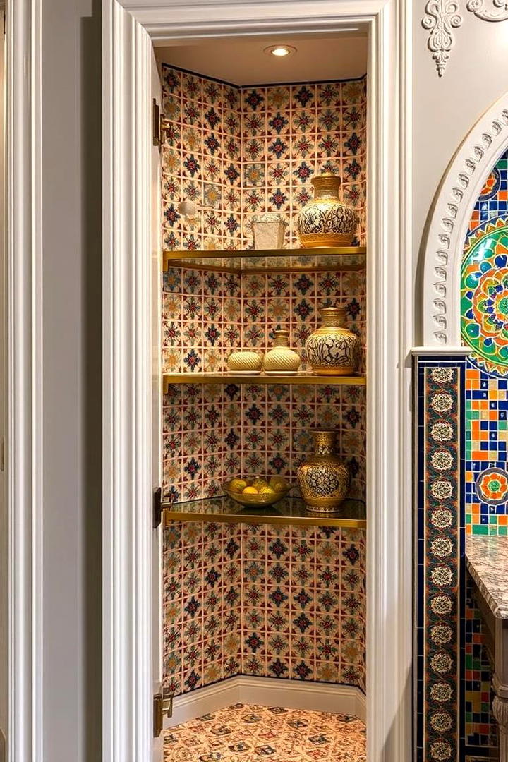 Custom Mosaic Tile Pantry - 30 Corner Pantry Ideas