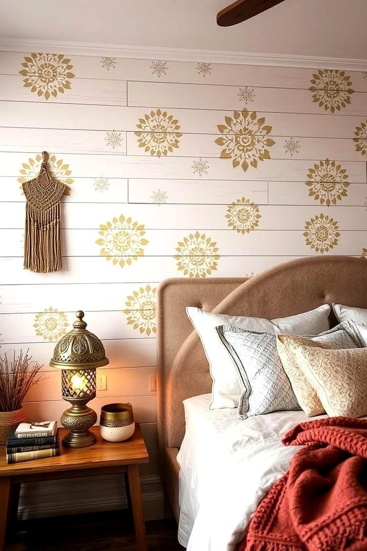 Custom Stenciled Shiplap Accent Wall - 21 shiplap accent wall ideas