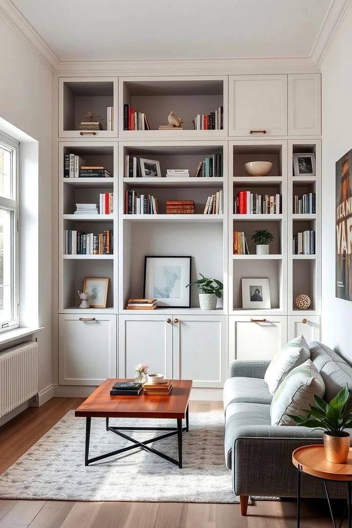 Customizable Built In Shelves - 21 Apartment Small Living Room Ideas