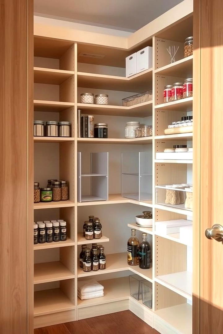 Customized Adjustable Shelf Pantry - 30 Corner Pantry Ideas