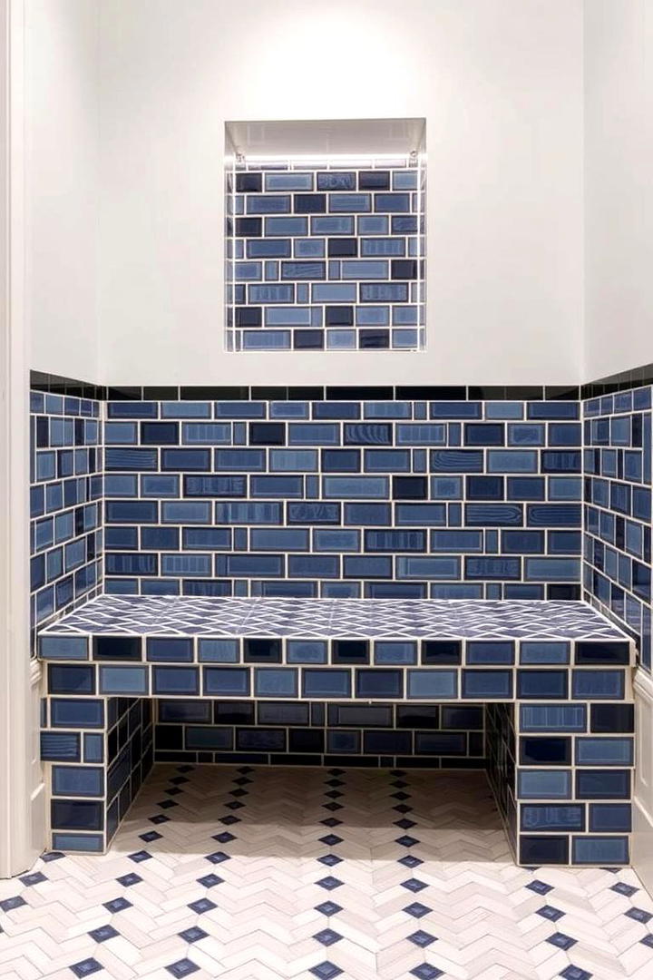 Customized Tile Pattern Bench - 30 Shower Bench Ideas