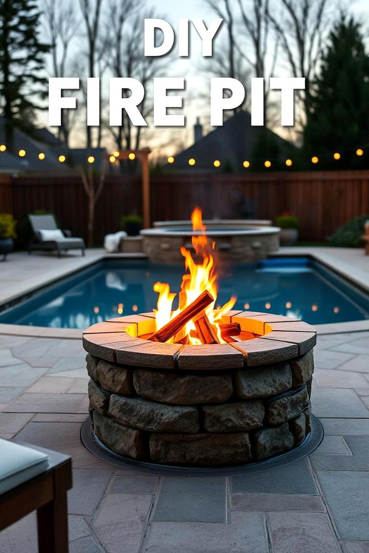 DIY Fire Pit by the Poolside - 21 Backyard Pool Ideas on a Budget