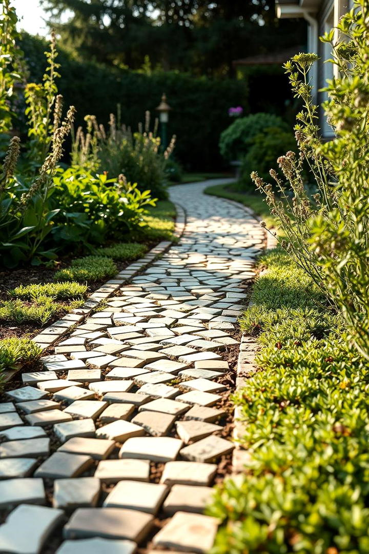 DIY Garden Pathway with Recycled Materials - 30 Budget Small Garden Ideas