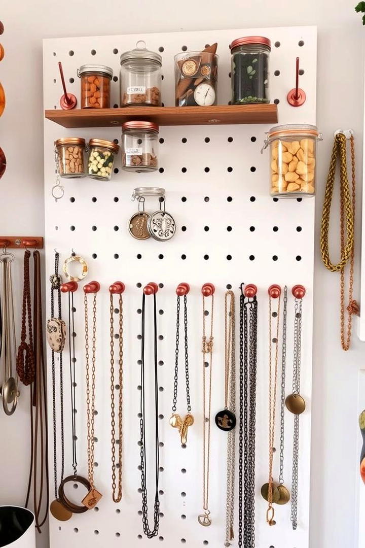 DIY Pegboard Jewelry Wall - 30 Jewelry Storage Ideas