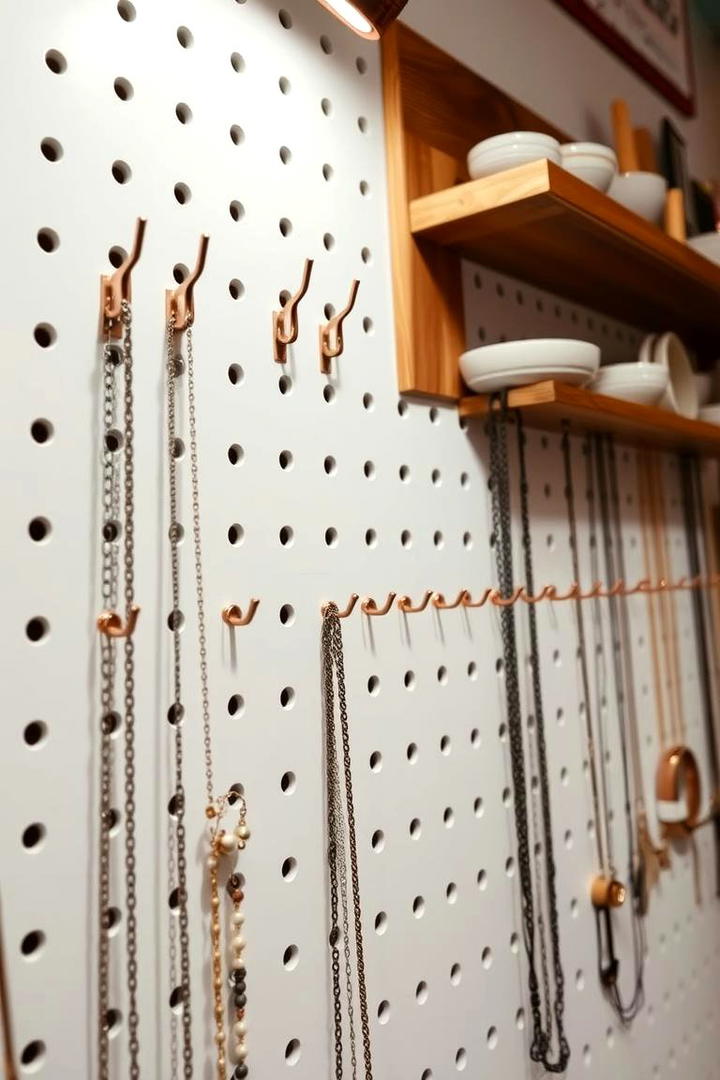 DIY Pegboard Jewelry Wall - 30 Jewelry Storage Ideastxt