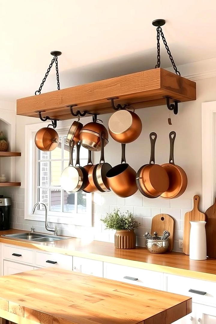 DIY Pot Rack Innovation - 30 Cottage Kitchen Ideas