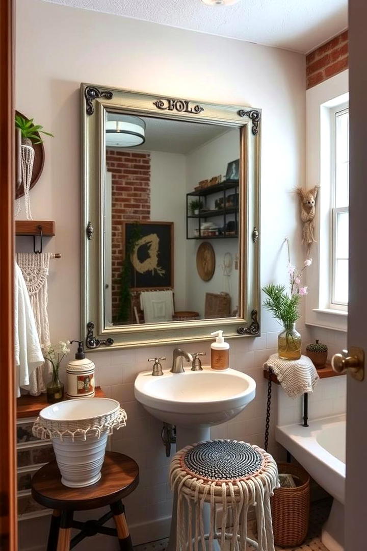 DIY Repurposed Vintage Mirror - 21 Bathroom Mirror Ideas