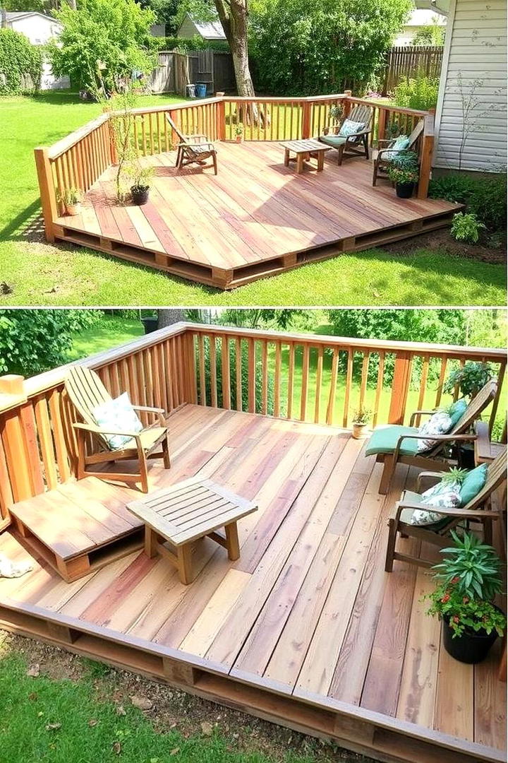 DIY Upcycled Pallet Deck - 21 Backyard Deck Ideas