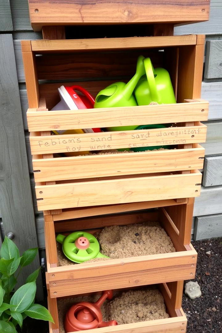 DIY Wooden Crate Organizer - 30 Outdoor Toy Storage Ideas