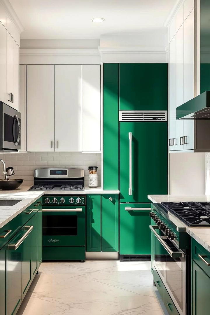 Dark Green Appliances Statement - 21 Dark Green Kitchen Ideas