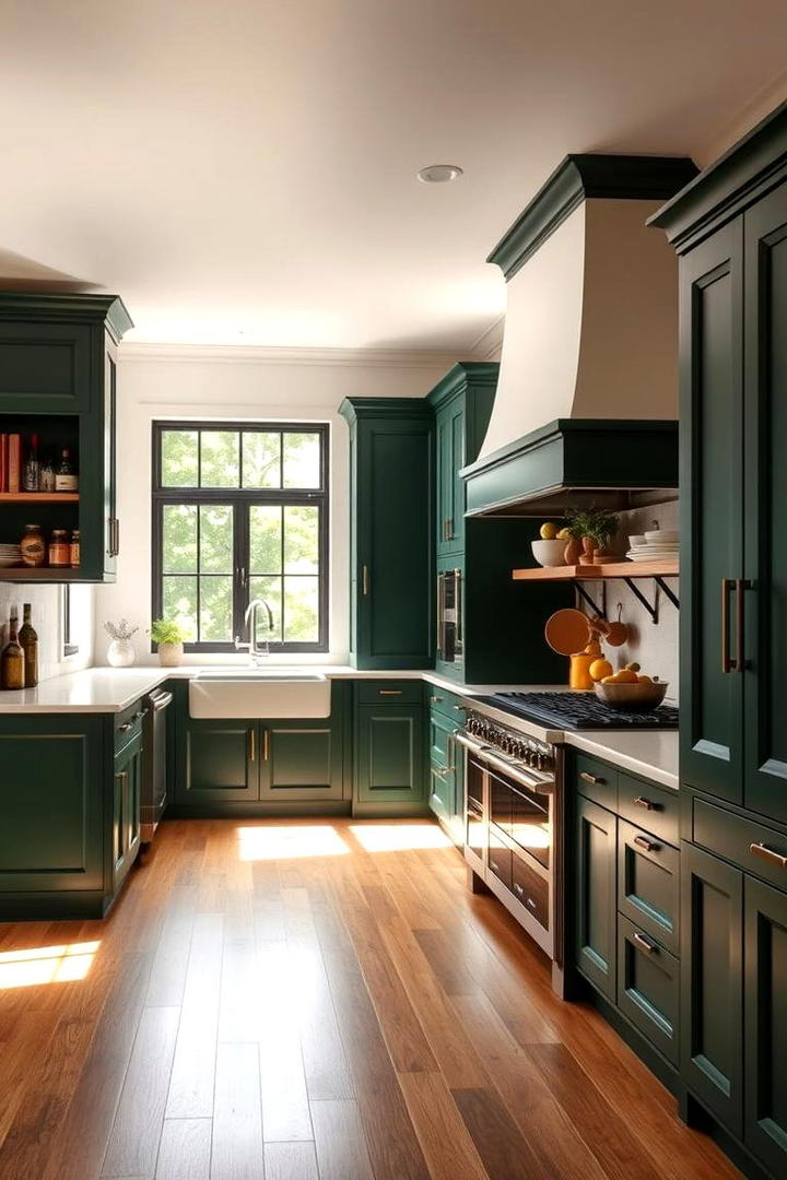 Dark Green Cabinet Elegance - 21 Dark Green Kitchen Ideas