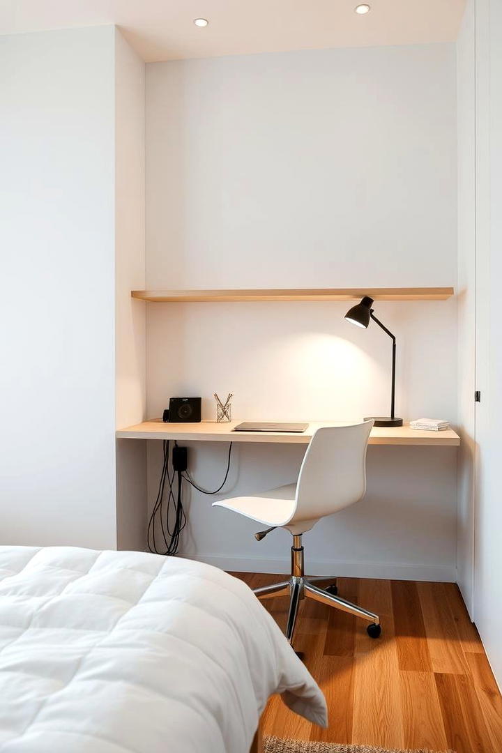 Decluttered Workspace Integration - 21 Minimalist Bedroom Ideas