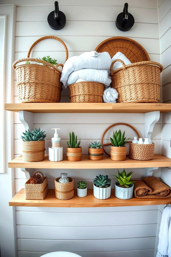 Decorative Baskets Blending Style with Order - 21 Bathroom Organization Ideas