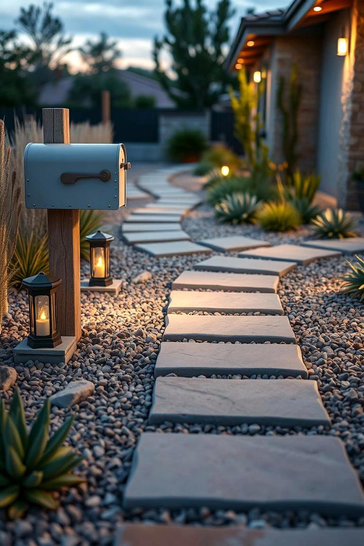 Decorative Gravel Pathway - 30 Mailbox Landscaping Ideas