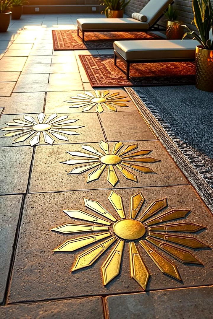 Decorative Inlays Accent - 30 Concrete Pavers Around Pool Ideas