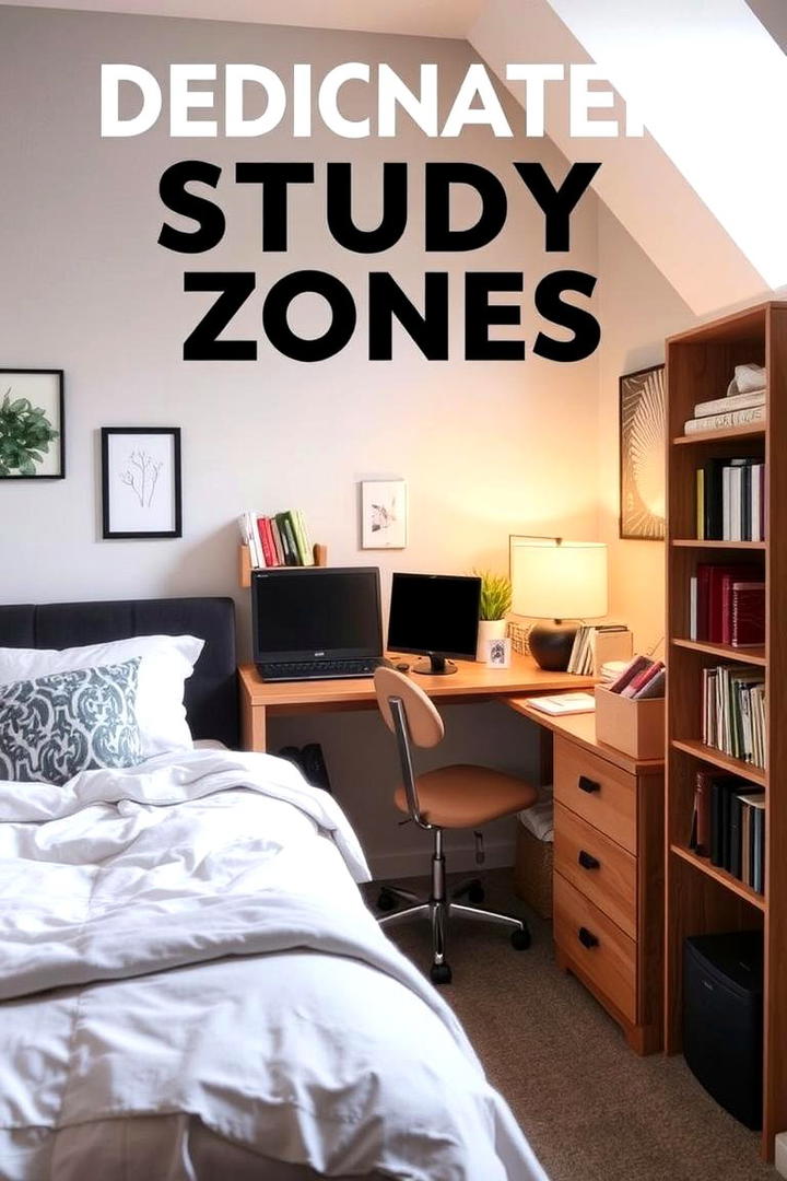 Dedicated Study Zones - 21 Dorm Room Decorating Ideas