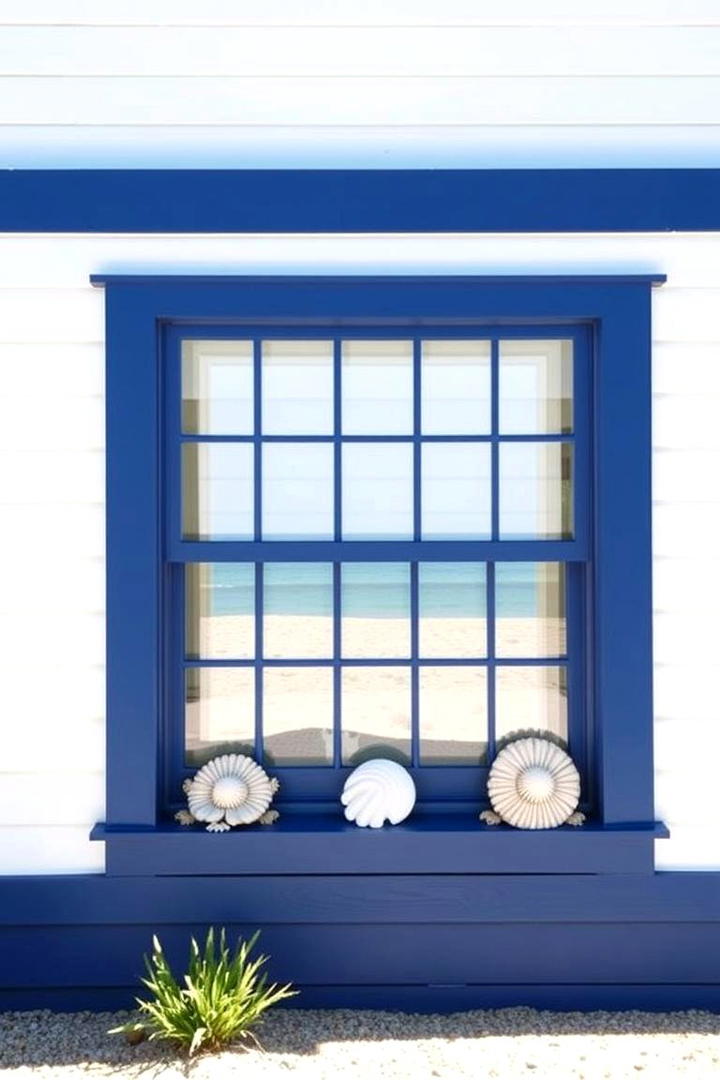 Deep Blue Coastal Trim - 30 Exterior Window Trim Ideas