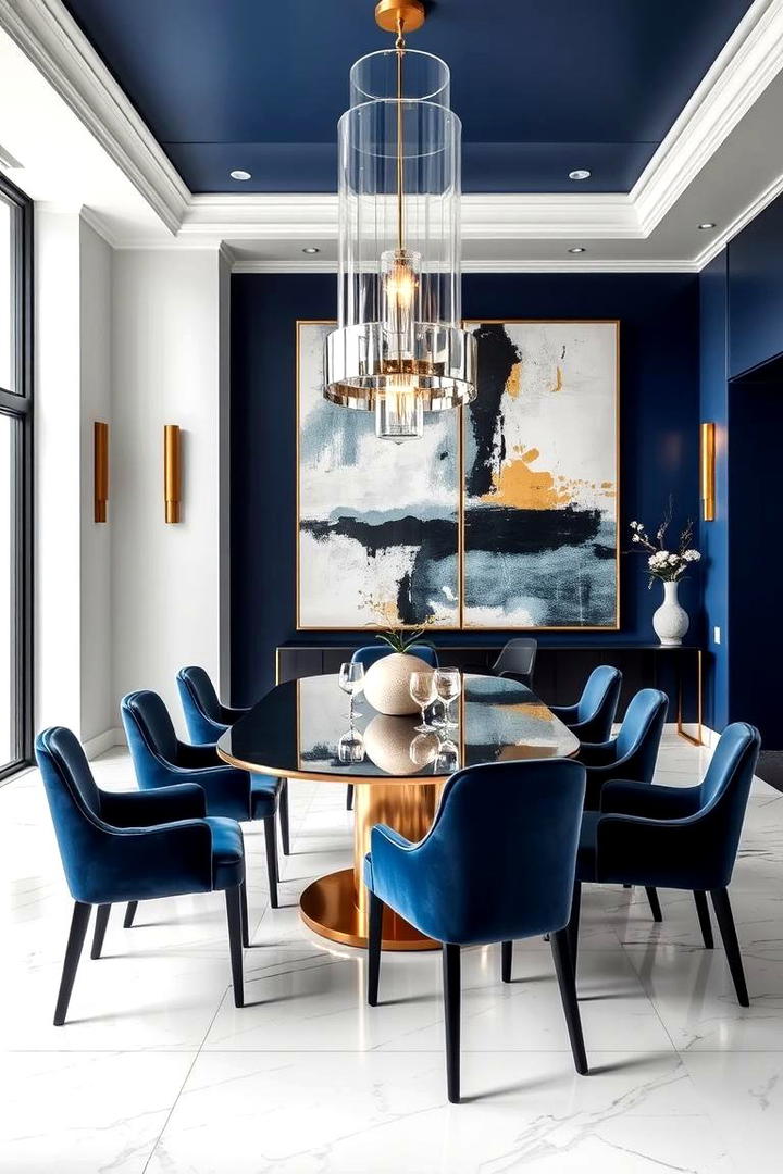 Deep Blue Contrast - 21 Blue Dining Room Ideas