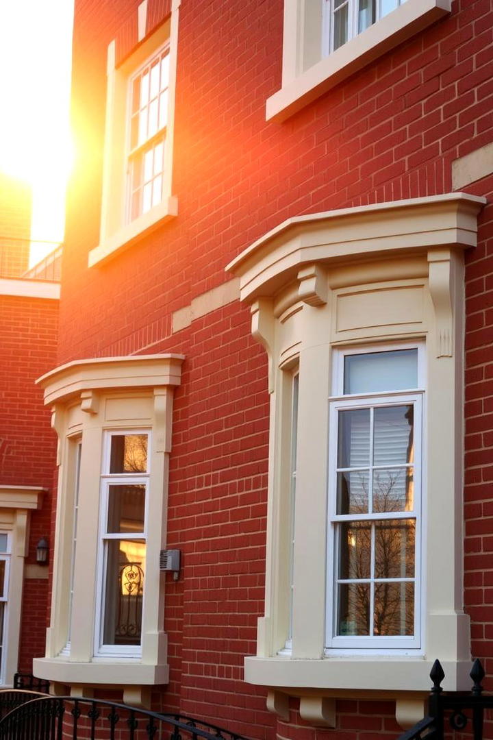 Deep Burgundy Brick with Ivory Accents - 30 Exterior Brick and Paint Color Combinations