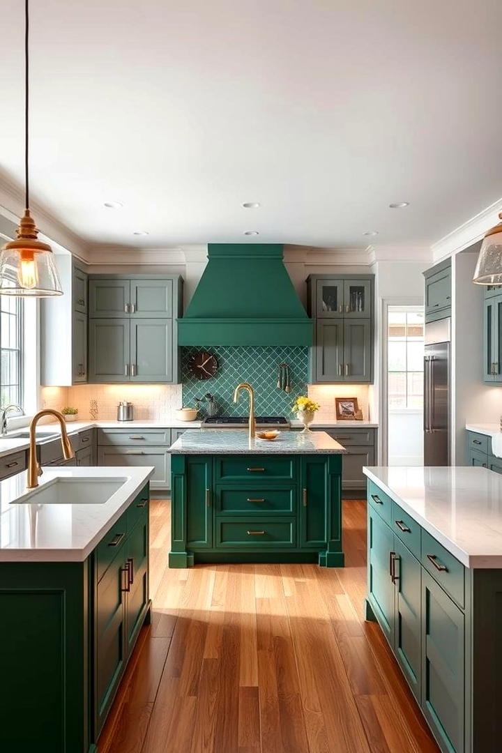 Deep Green Kitchen Island Accent - 21 Dark Green Kitchen Ideas