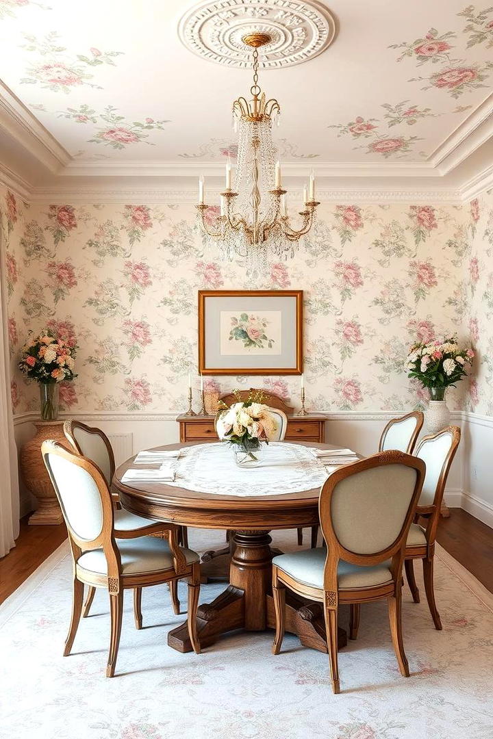 Delicate Floral Accents - 21 French Country Dining Room Ideas