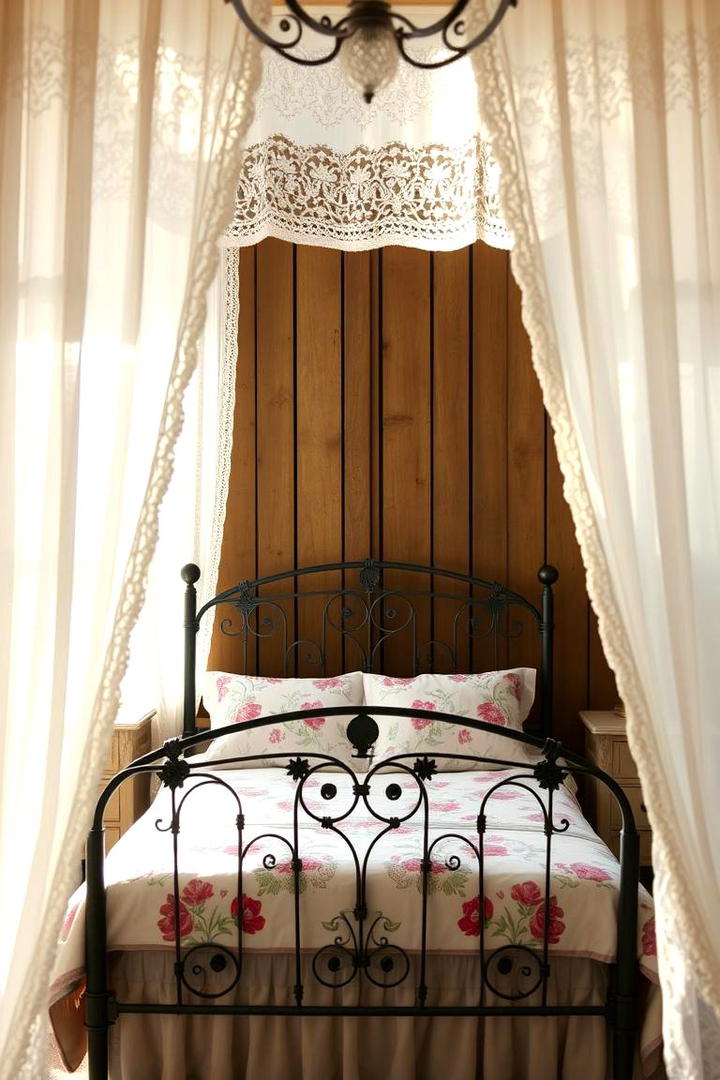 Delicate Lace Curtains - 30 Shabby Chic Bedroom Ideas