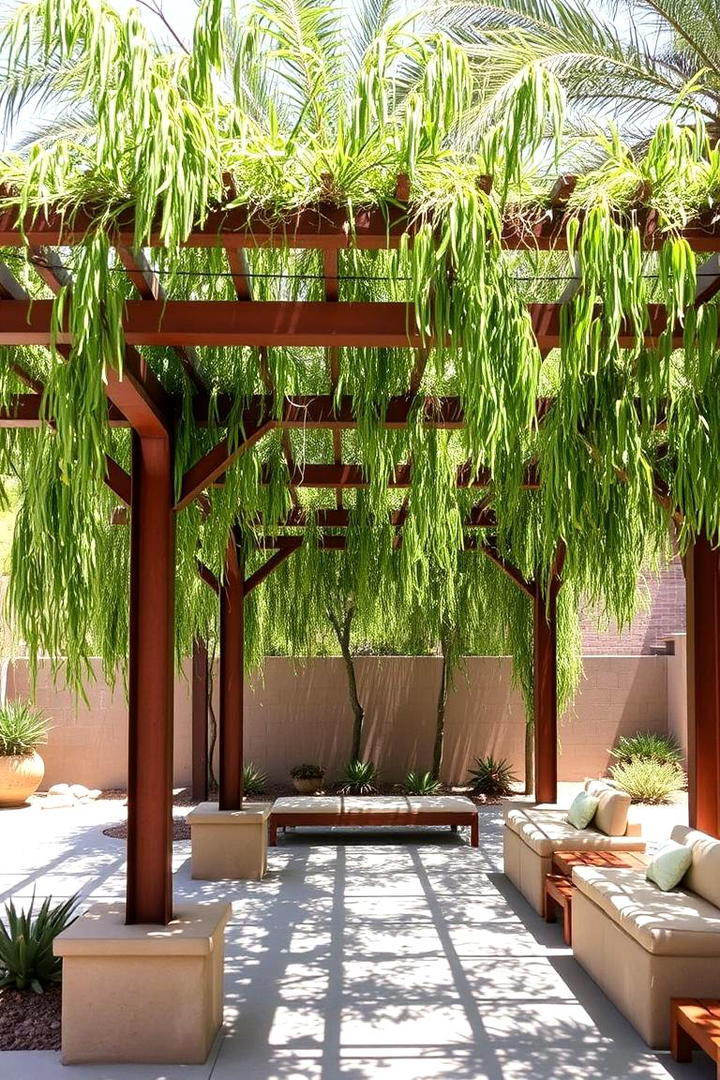 Desert Pergola and Seating Area - 30 Desert Landscape Ideas