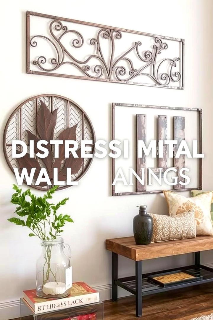 Distressed Metal Wall Hangings - 21 Farmhouse Wall Decor Ideas