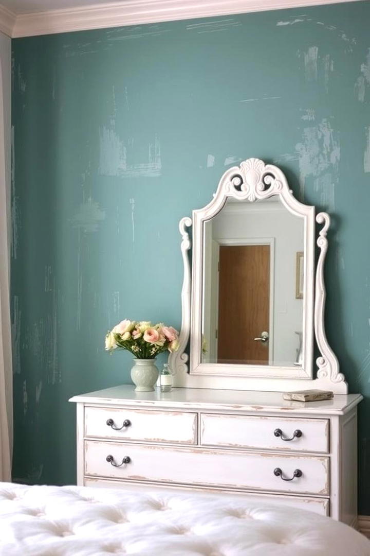 Distressed Wall Painting Technique - 30 Shabby Chic Bedroom Ideas