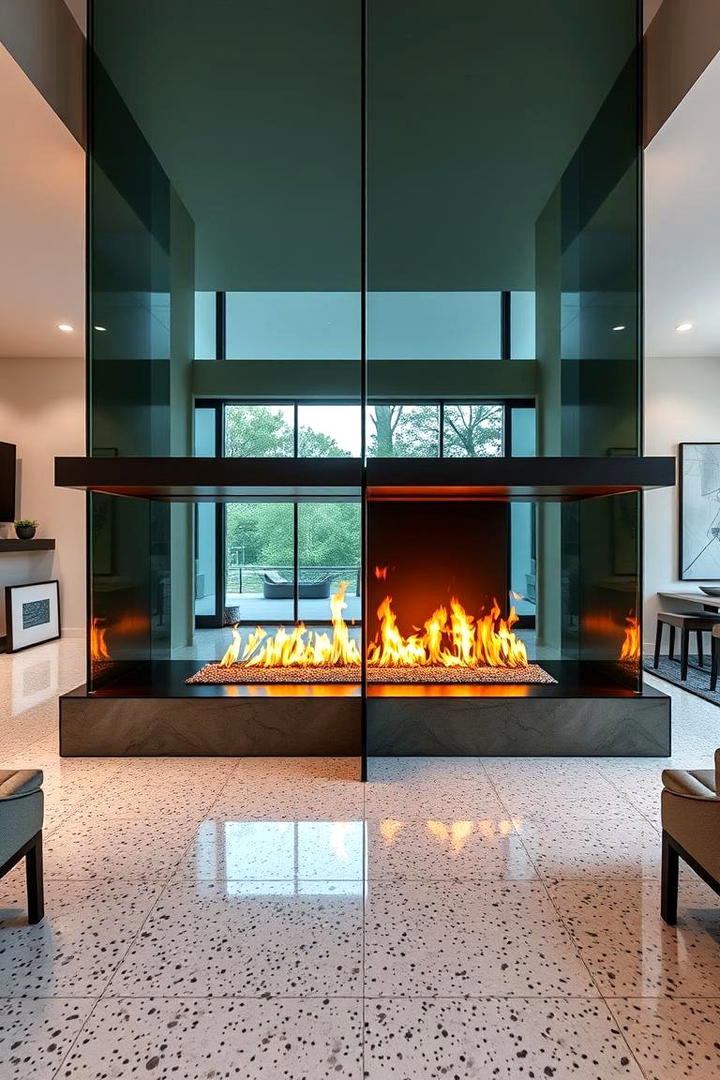 Double Sided Fire Features - 21 Fireplace Ideas