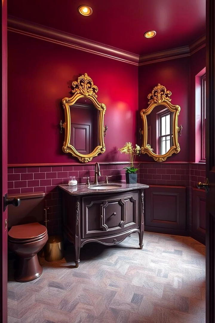 Dramatic Burgundy Statement - 21 Bathroom Color Ideas