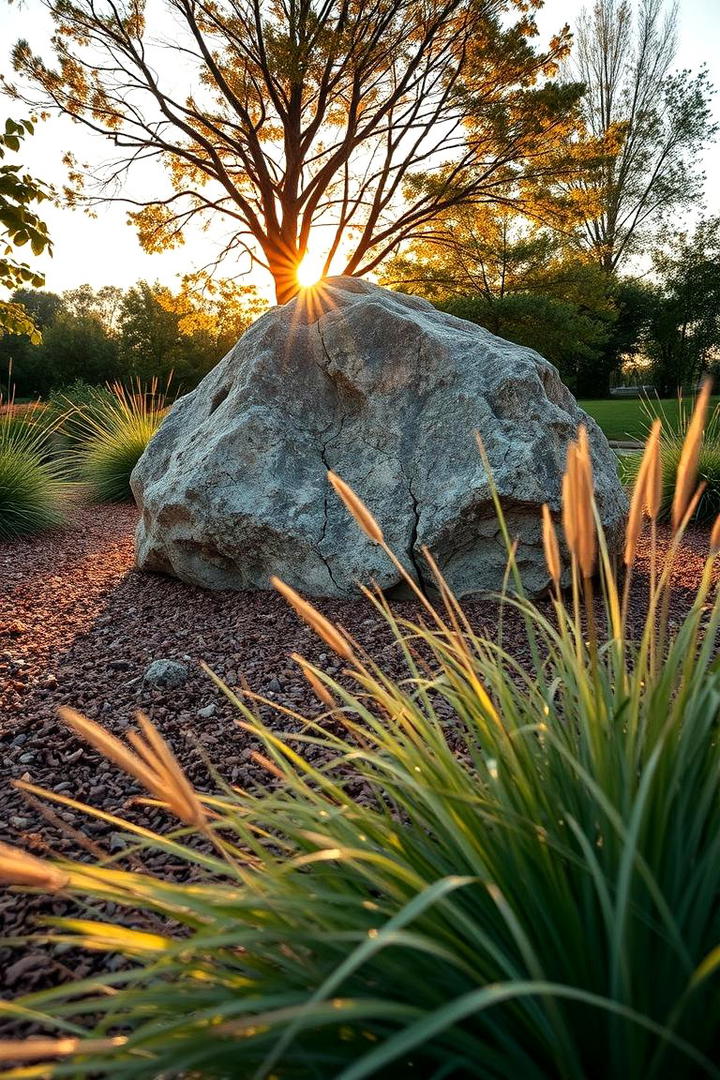 Dramatic Rock Focal Points - 21 Front Yard Landscaping Ideas With Rocks and Mulch