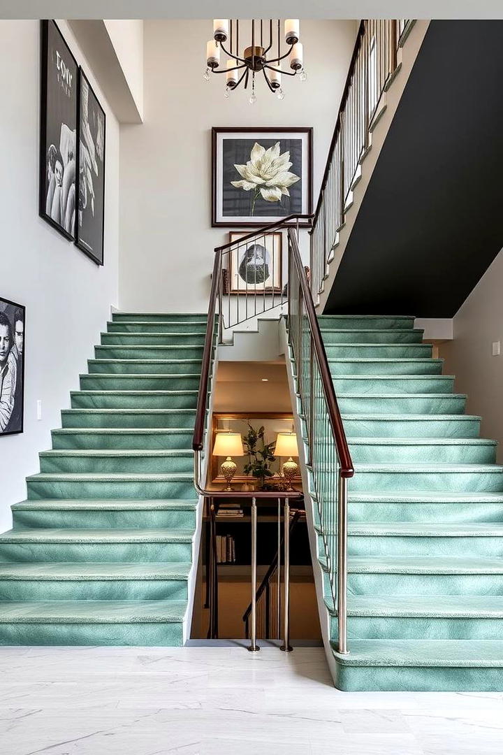 Dramatic Staircase Highlight - 21 Sage Green Paint Color Ideas