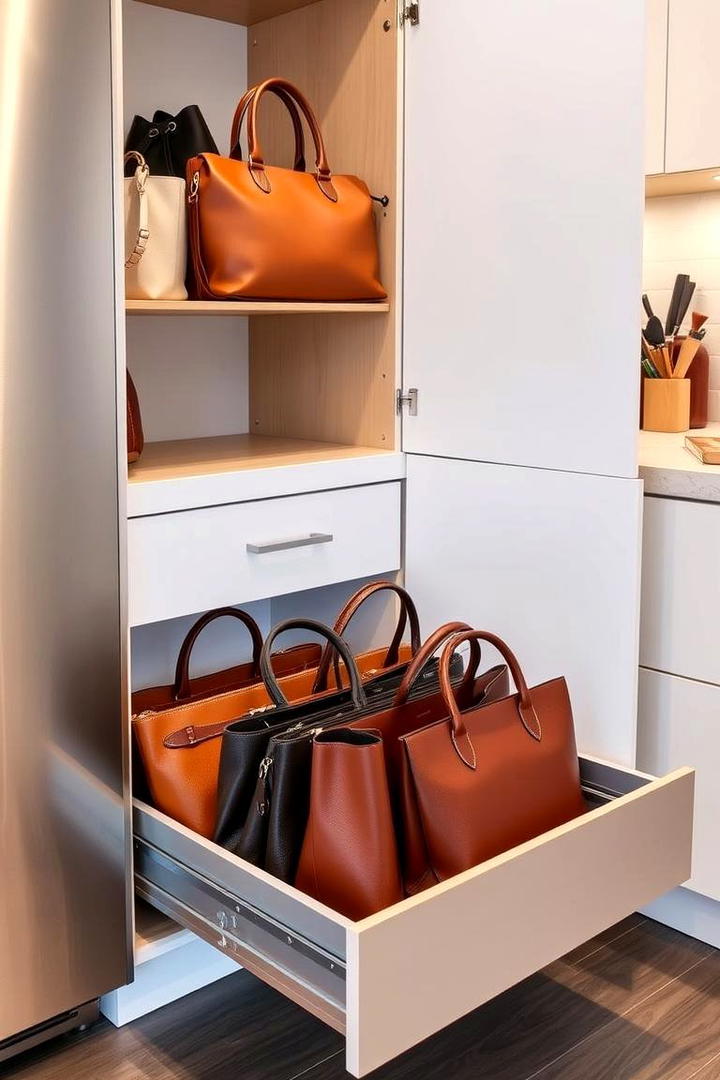 Drawer Pull Out Racks - 17 Purse Storage Ideas