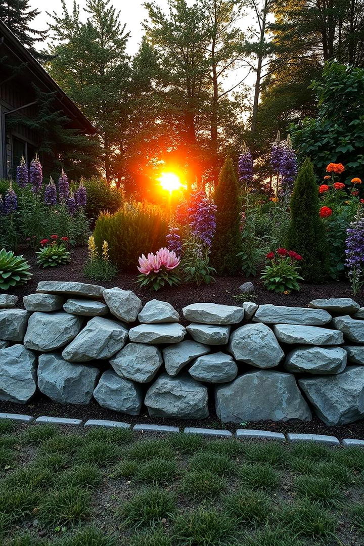 Dry Stacked Rock Border - 30 Stone Garden Edging Ideas