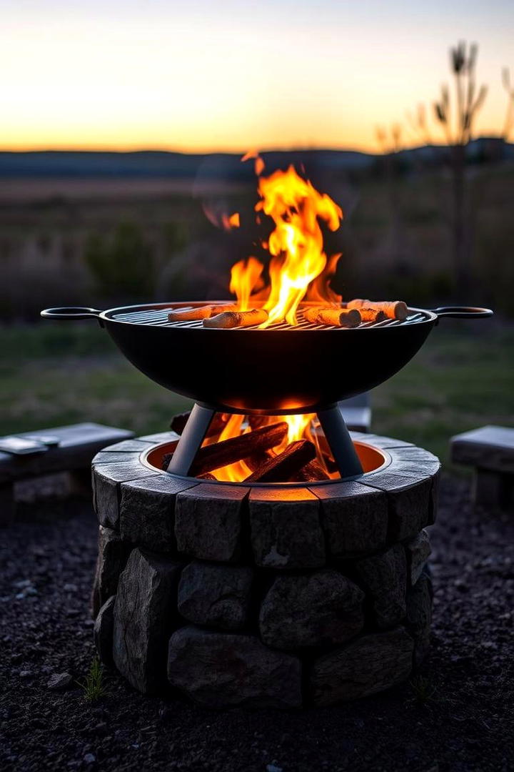 Dual Purpose Fire Pit and Grill - 30 Rustic Fire Pit Ideas