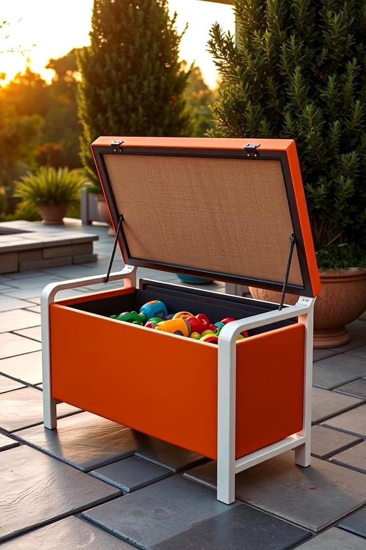 Dual Purpose Toy Chest and Seat - 30 Outdoor Toy Storage Ideas