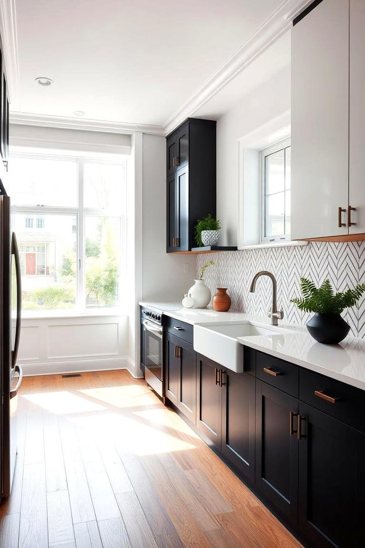 Dual Tone Black and White Cabinets - 30 Black Kitchen Cabinet Ideas