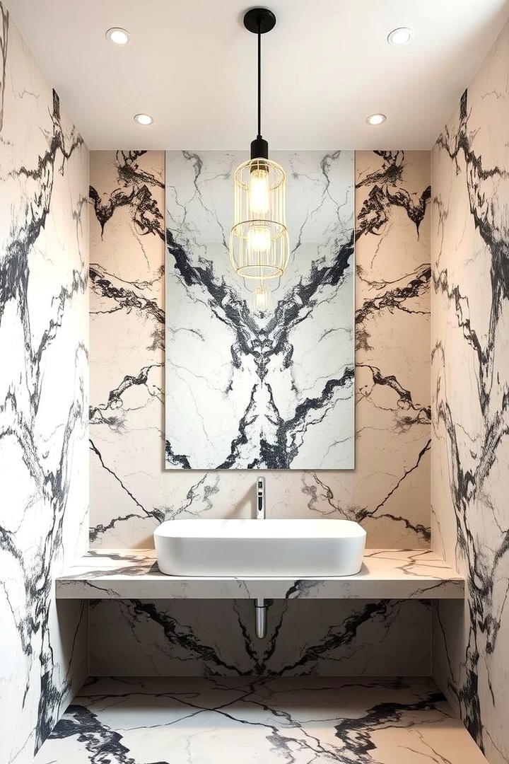 Dual Toned Marble Elegance - 30 Marble Bathroom Ideas