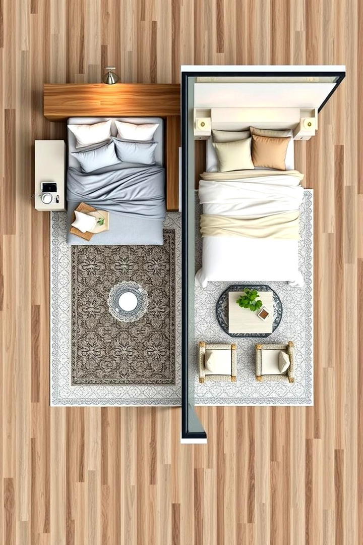 Dual Zone Layout Planning - 30 Small Guest Bedroom Ideas