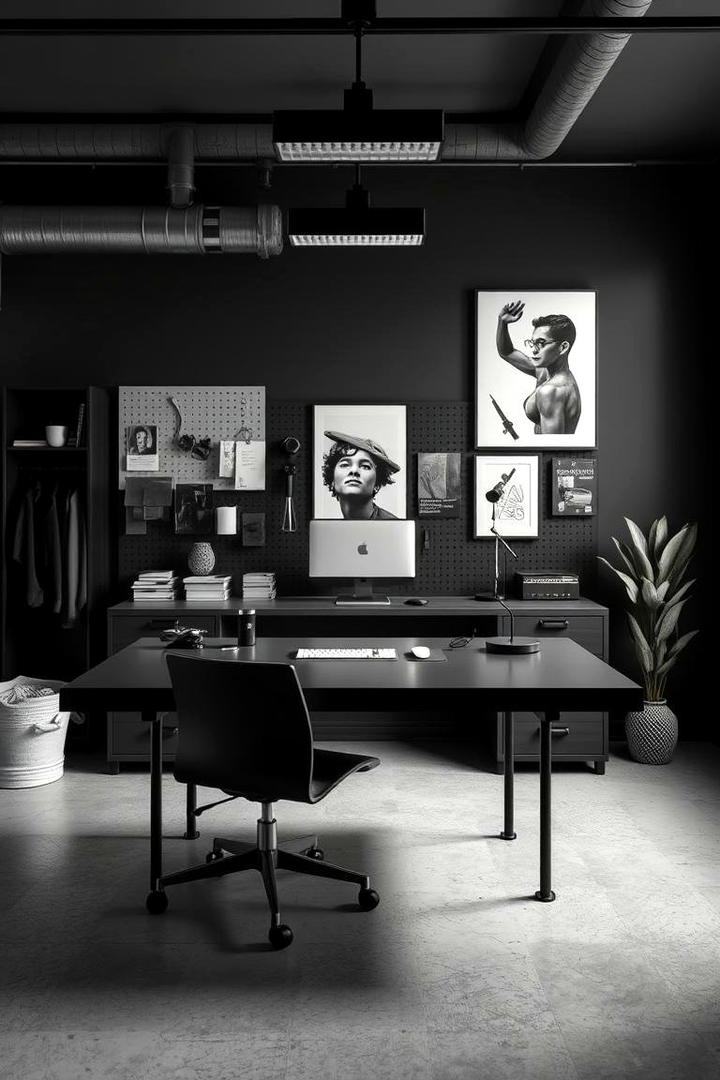 Dynamic Black Workspace - 21 Black Room Ideas