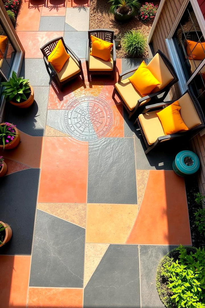 Dynamic Color Contrasts - 21 Stamped Concrete Patio Ideas