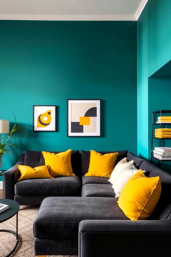 Dynamic Color Contrasts - 21 dark grey couch living room ideas