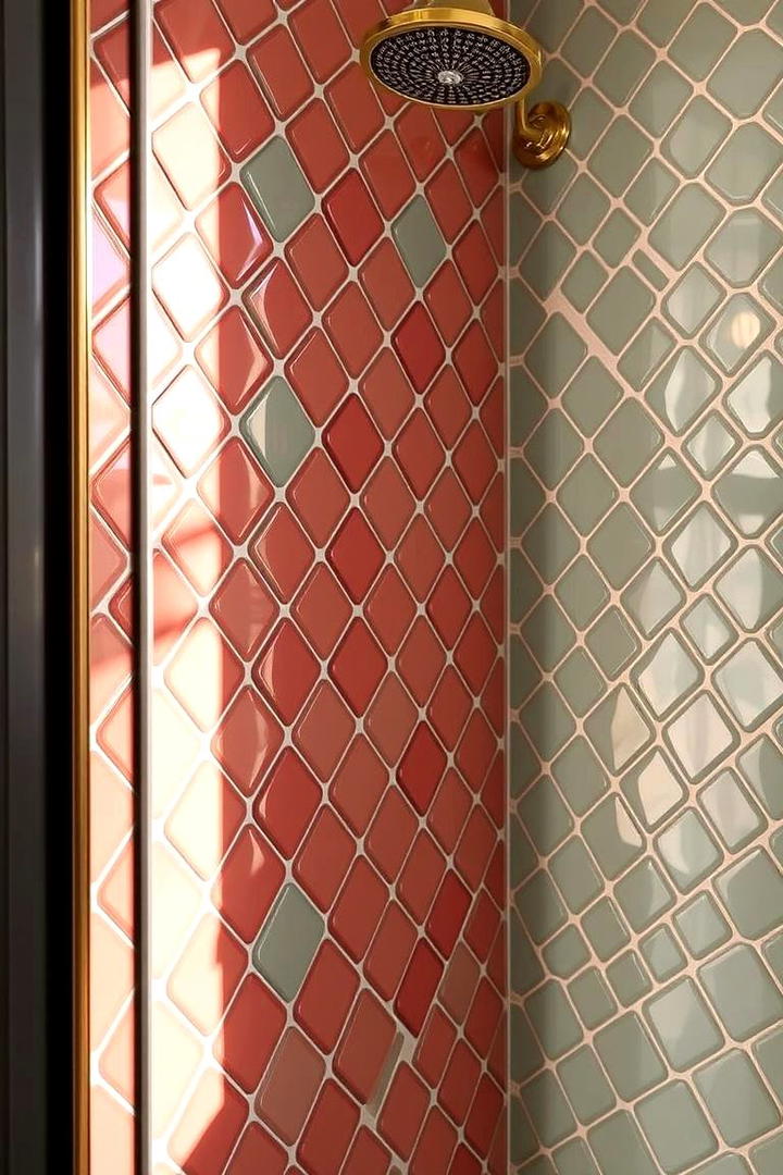 Dynamic Color Pop Tiles - 30 Half-wall Shower Ideas