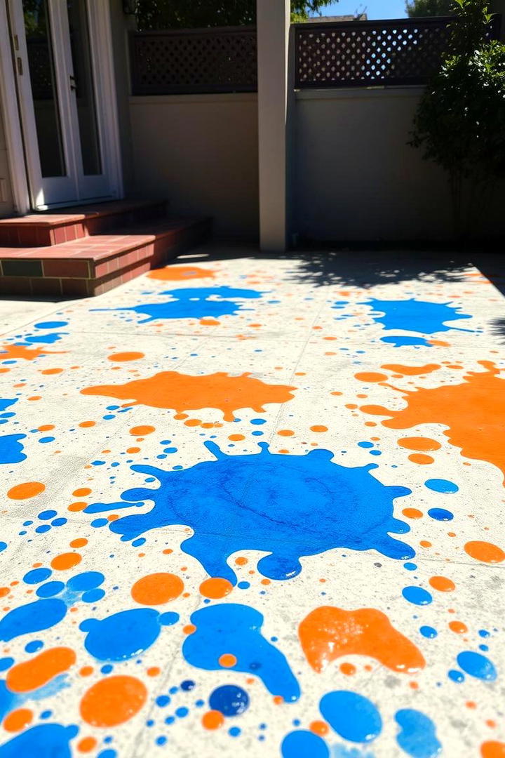 Dynamic Color Splashes - 30 Painted Concrete Patio Ideas